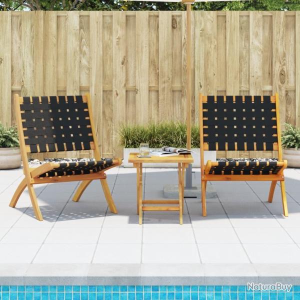 2 chaises pliantes avec table en bois massif noir