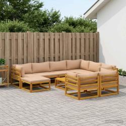 Ensemble de canap&eacute;s, 10 pi&egrave;ces, naturel, en bois d'acacia massif, pour le jardin