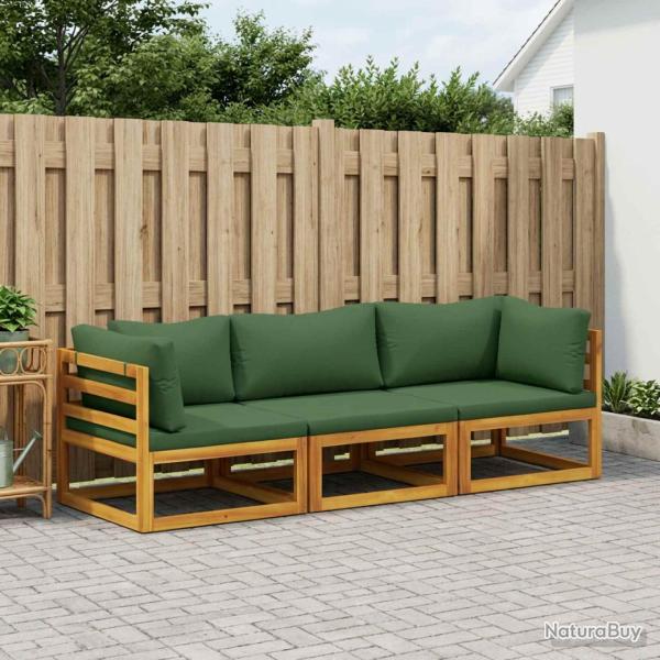 Ensemble de canap�s, 3 pi�ces, en bois d'acacia massif, naturel, pour la terrasse