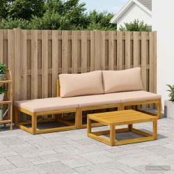 Ensemble de canap&eacute;s, 4 pi&egrave;ces, en bois d'acacia massif naturel, pour le jardin