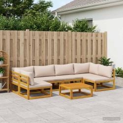Ensemble de canap&eacute;s, 7 pi&egrave;ces, naturel, en bois d'acacia massif, pour le jardin