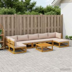 Ensemble de canap&eacute;s, 8 pi&egrave;ces, bois d'acacia massif, naturel, pour le jardin