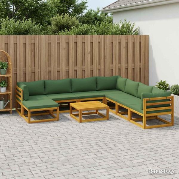 Ensemble de canap�s, 9 pi�ces, bois d'acacia massif naturel, pour le jardin