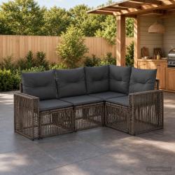 Ensemble de canap&eacute;s, 4 pi&egrave;ces, 4 places, gris et gris fonc&eacute;, pour la terrasse