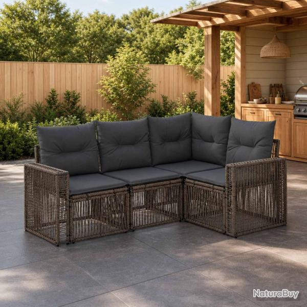 Ensemble de canap�s, 4 pi�ces, 4 places, gris et gris fonc�, pour la terrasse
