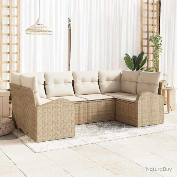 Ensemble de canap�s, 6 pi�ces, 6 places, en polyrotin beige, pour la terrasse