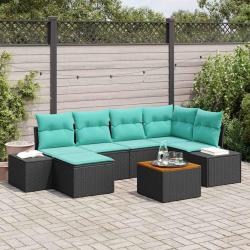 Ensemble de canap&eacute;, 7 pi&egrave;ces, noir et turquoise, pour le salon