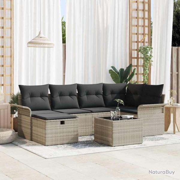 Ensemble de canap�s, 7 pi�ces, en rotin synth�tique PE, pour le jardin