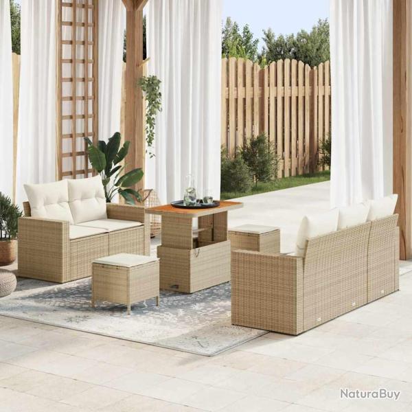 Ensemble de canap� 8 pi�ces, en rotin synth�tique PE beige, pour le salon