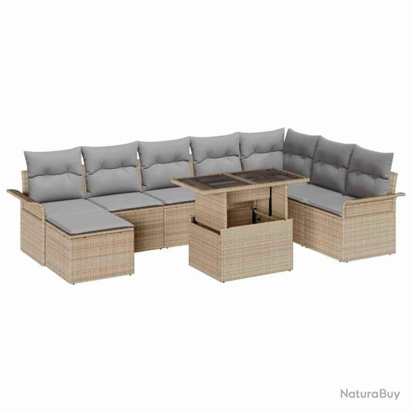 Ensemble de canap� de 9 pi�ces, beige et gris clair, pour le salon