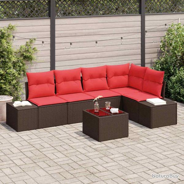 Ensemble de canap�s en polyrotin marron et rouge pour la terrasse