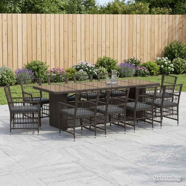 Ensemble de repas ext�rieur, 11 pi�ces, en polyrotin noir, pour le jardin
