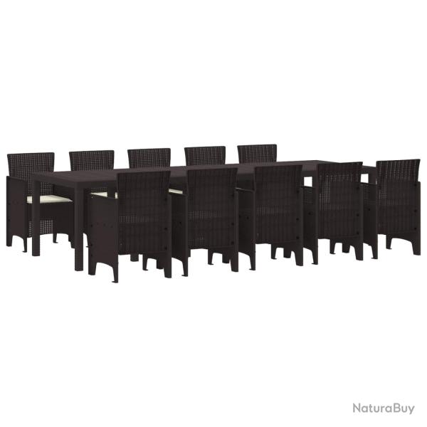 Ensemble de salle � manger 11 pi�ces, marron et cr�me