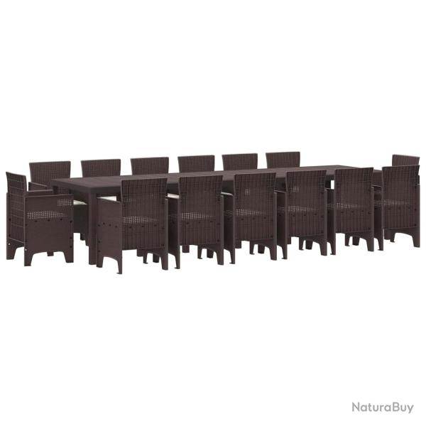 Ensemble de salle � manger 15 pi�ces, rattan polt, marron