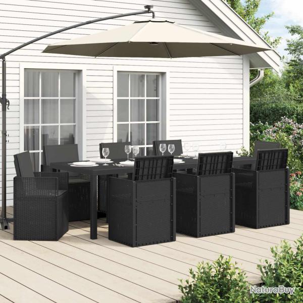 Ensemble de salle � manger 9 pi�ces, en PP, anthracite