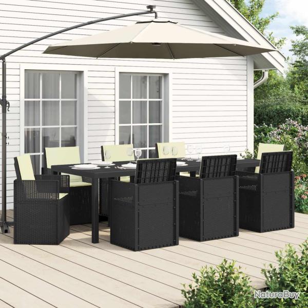 Ensemble de salle � manger 9 pi�ces, en PP, anthracite et cr�me