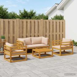 Ensemble de salon modulable, 5 pi&egrave;ces, naturel, pour la terrasse