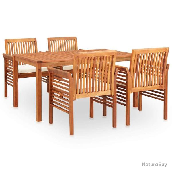 Ensemble repas d'ext�rieur, 5 pi�ces, avec coussins, acacia solide, pour le jardin