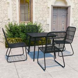 Ensemble repas d'ext&eacute;rieur, 5 pi&egrave;ces, r&eacute;sine tress&eacute;e et verre, pour le jardin