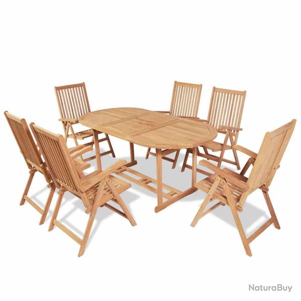 Ensemble � manger d'ext�rieur, 7 pi�ces, chaises pliables, en teck, pour le jardin