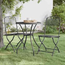 Ensemble &agrave; manger de 3 pi&egrave;ces, maille m&eacute;tal anthracite, pour la salle &agrave; manger