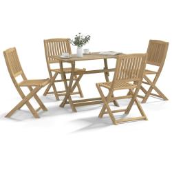 Ensemble &agrave; manger 5 pi&egrave;ces en bois d'acacia solide, pour la salle &agrave; manger