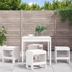 Ensemble &agrave; manger 5 pi&egrave;ces, blanc, en bois massif de pin, pour la salle &agrave; manger