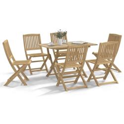 Ensemble &agrave; manger de 7 pi&egrave;ces, bois d'acacia solide, pour la cuisine