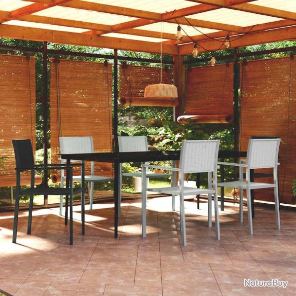 Ensemble � manger de 7 pi�ces, noir et blanc, pour le jardin