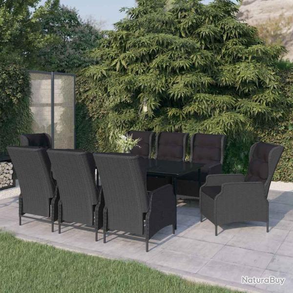Ensemble table et chaises, 9 pi�ces, gris fonc�, pour le jardin