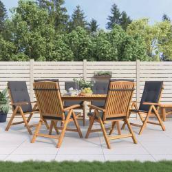 Fauteuils pliants inclinables avec coussins, 6 pi&egrave;ces, en bois massif de teck pour la terrasse
