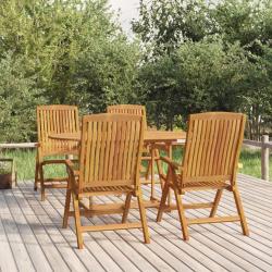 Fauteuils pliants inclinables, 4 pi&egrave;ces, en bois de teck massif pour la terrasse