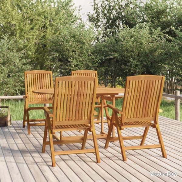 Fauteuils pliants inclinables, 4 pi�ces, en bois de teck massif pour la terrasse