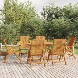 Fauteuils pliants inclinables, 6 pi&egrave;ces, en bois de teck massif pour la terrasse