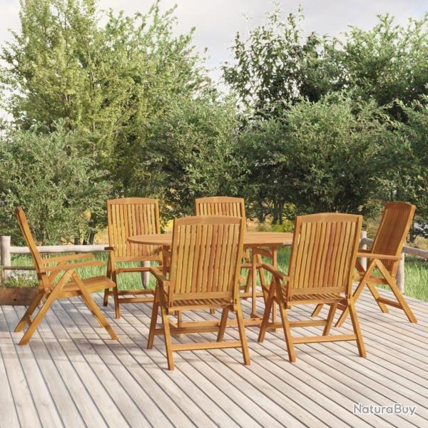 Fauteuils pliants inclinables, 6 pi�ces, en bois de teck massif pour la terrasse