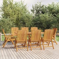 Fauteuils pliants inclinables, 8 pi&egrave;ces, en bois massif de teck