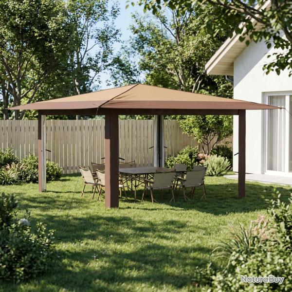 Gazebo sans paroi, beige et marron, pour la terrasse, 4 � 4 m