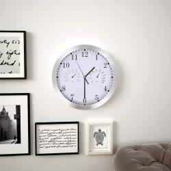 Horloge murale &agrave; quartz avec hygrom&egrave;tre et thermom&egrave;tre, blanche, 30 cm