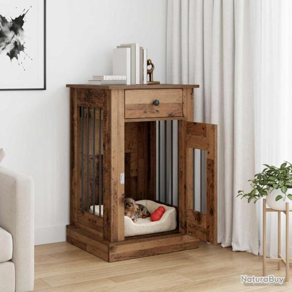 Meuble cage pour chien, bois ancien, 50 � 47,5 � 80 cm