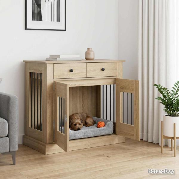 Meuble cage pour chien, ch�ne, 90 � 47,5 � 80 cm