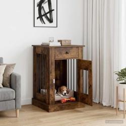 Meuble cage pour chien, ch&ecirc;ne fum&eacute;, 50 &times; 47,5 &times; 80 cm