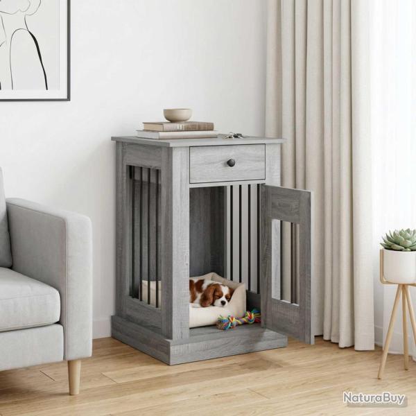 Meuble cage pour chien, gris, 50 � 47,5 � 80 cm