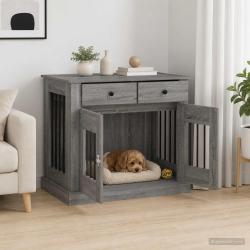 Meuble cage pour chien, gris, 90 &times; 47,5 &times; 80 cm