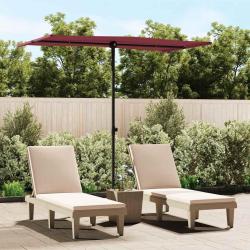 Parasol, m&acirc;t en aluminium, rouge bordeaux, pour la terrasse, 180 &times; 110 cm