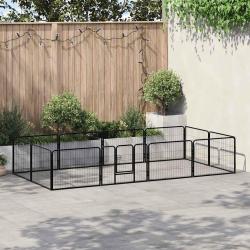 Parc pour chiens, 12 panneaux, acier, noir, pour le jardin, 80 &times; 60 cm