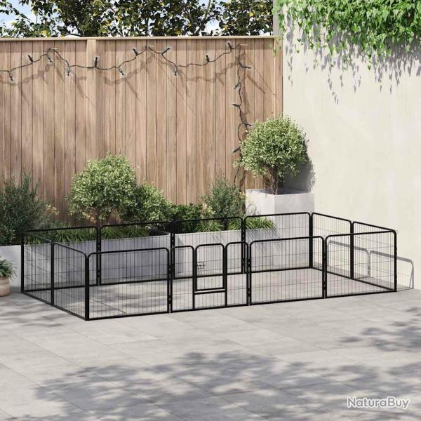 Parc pour chiens, 12 panneaux, acier, noir, pour le jardin, 80 � 60 cm