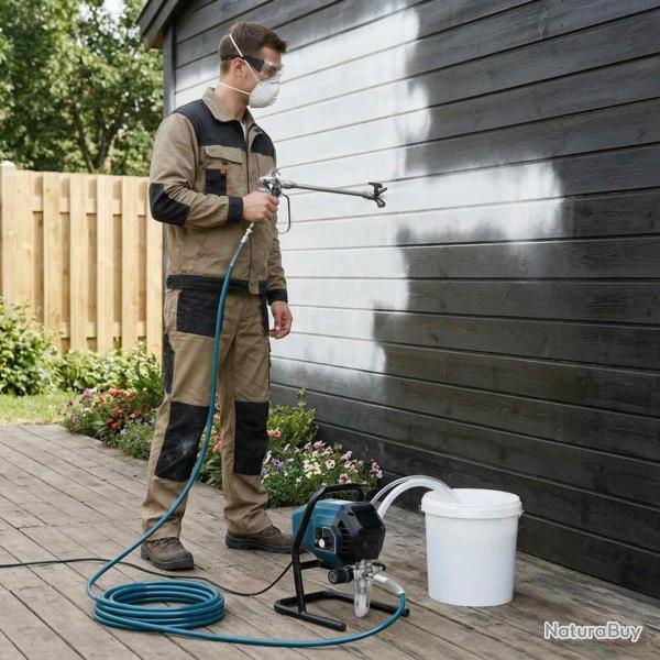 Pistolet � peinture sans air, vert et noir, acier et plastique