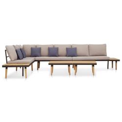 Salon de 7 places avec coussins en acacia solide marron