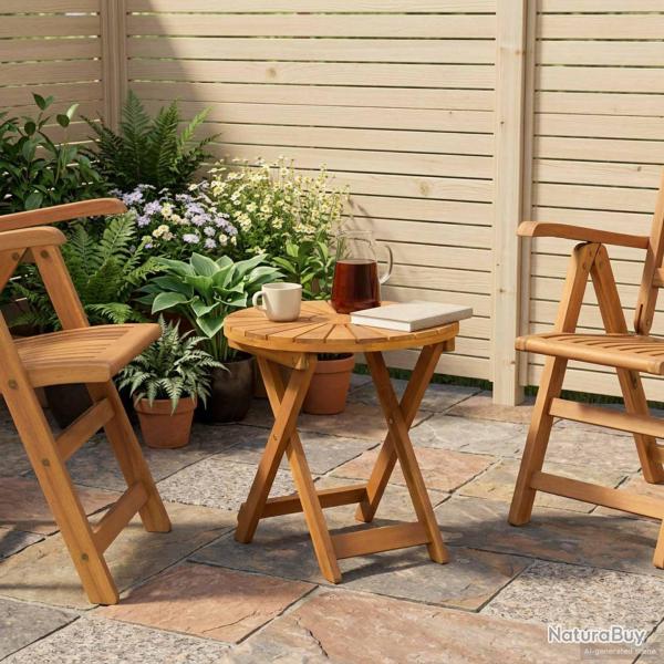 Table bistrot, bois d'acacia massif, naturel, pour le jardin, � 45 � 45 cm