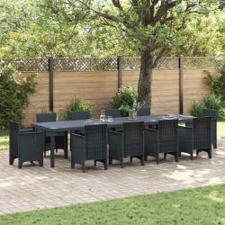 Table anthracite en polyrotin pour la cuisine, 350 &times; 100 &times; 74 cm